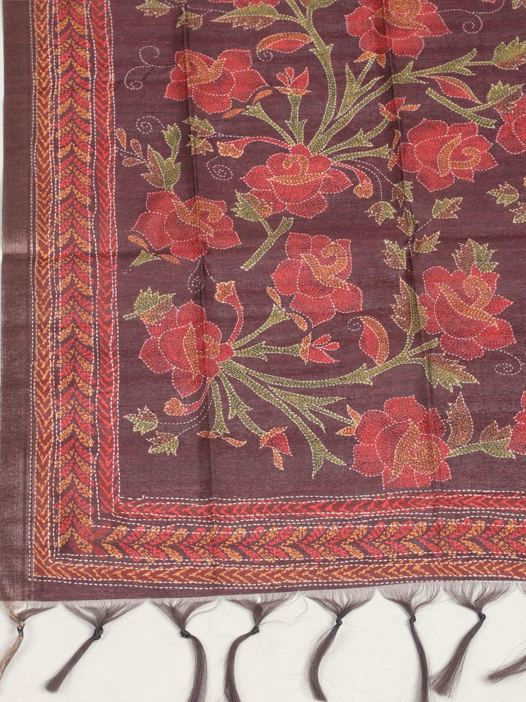 Embroidered Tussar Unstitched Suit With Dupatta