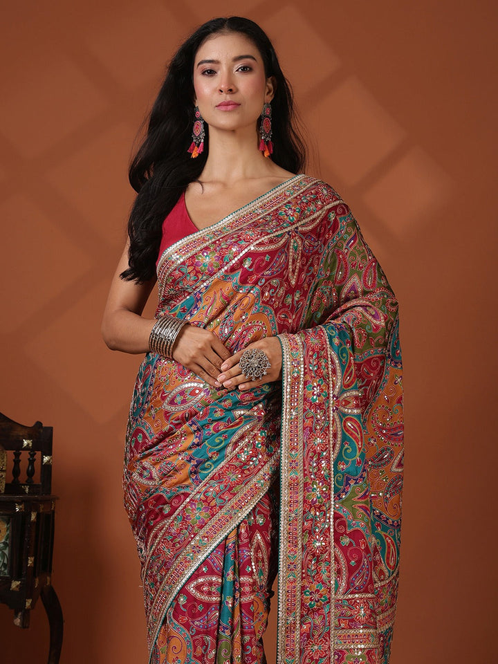 Printed Satin Saree