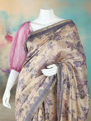Digital Printed Art Silk Hyacinth Beige Saree