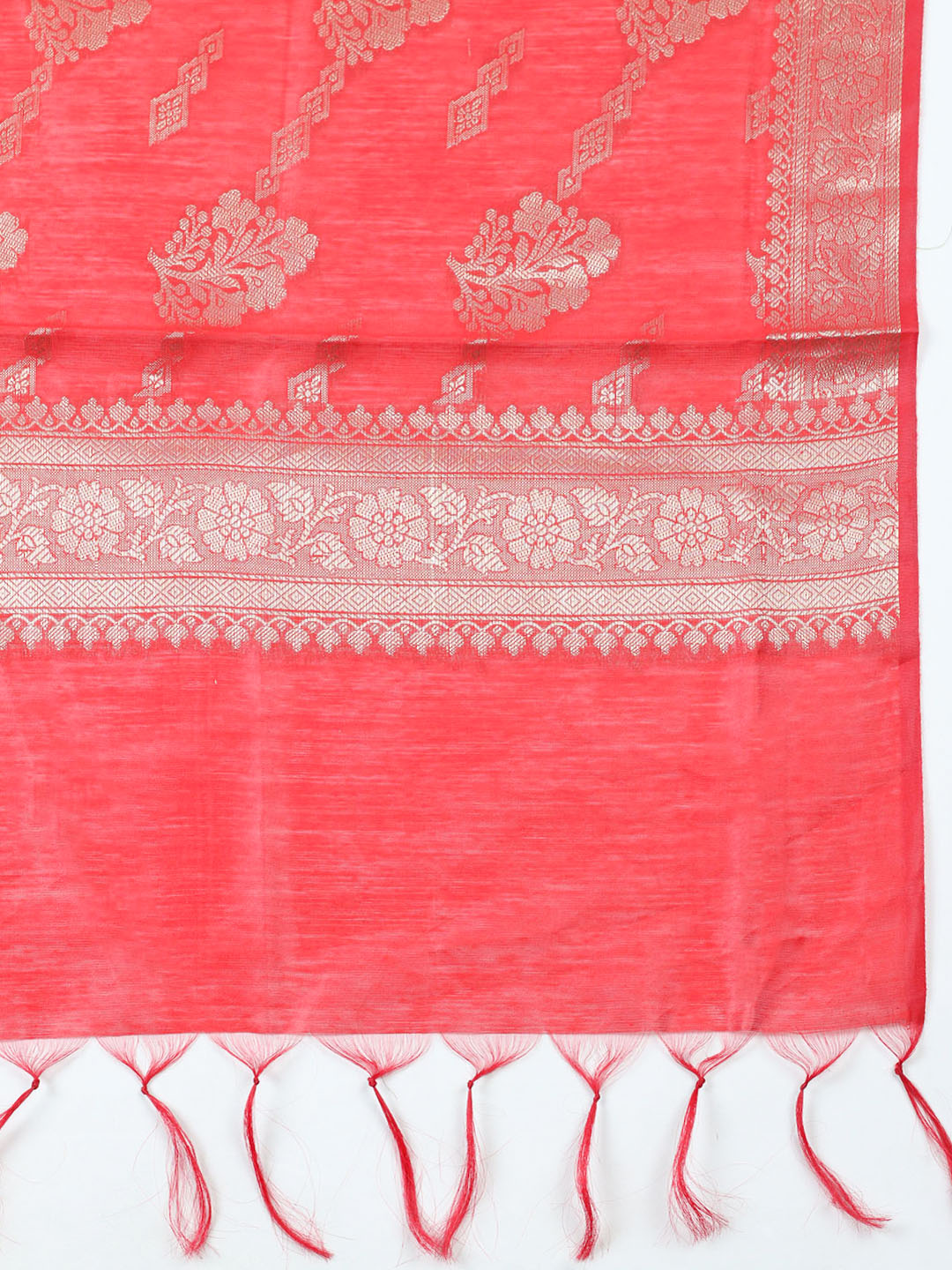 Woven Design Chanderi Unstitched Suit With Pant Dupatta