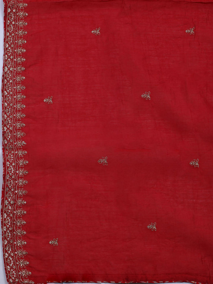 Neck Embroidered Cotton Blend Unstitched Suit With Dupatta
