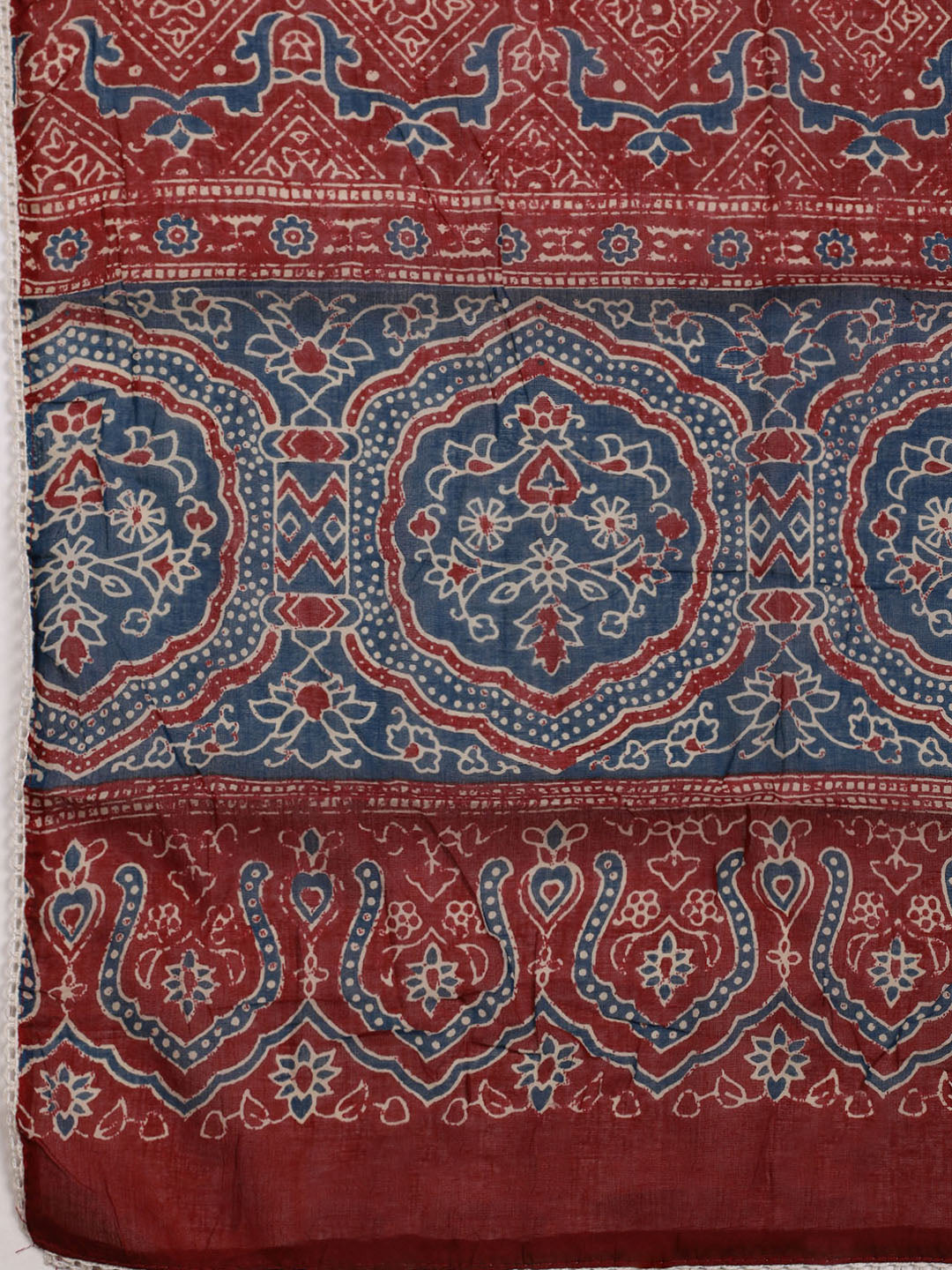 Printed Cotton Blend Unstitched Suit With Dupatta