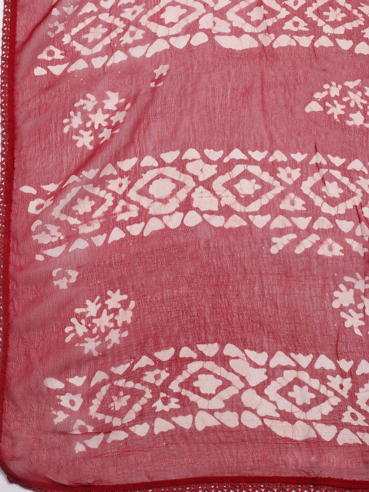Printed Cotton Blend Unstitched Kurta With Pant &amp; Dupatta