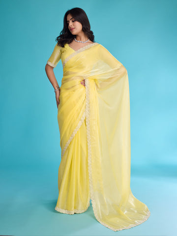 Stone Work Border Chiffon Saree