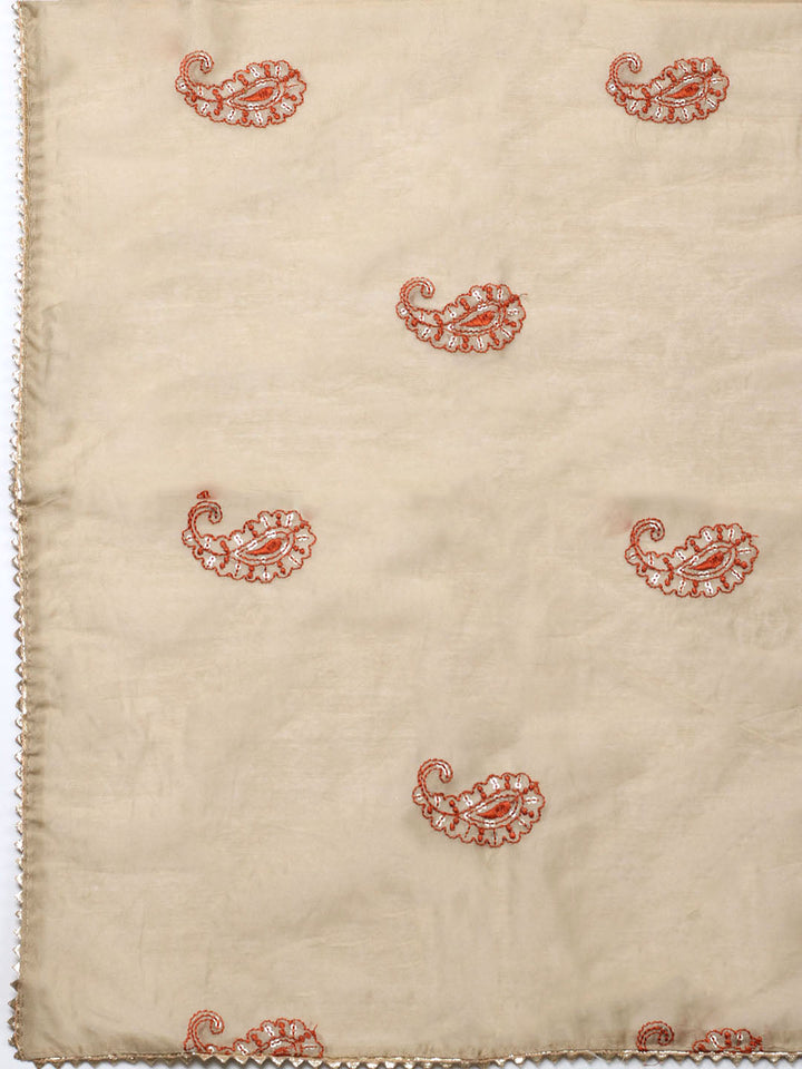 Embroidered Cotton Unstitched Suit With Pant &amp; Dupatta