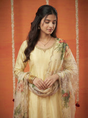 Embroidered Chinon Kurta With Pant & Dupatta