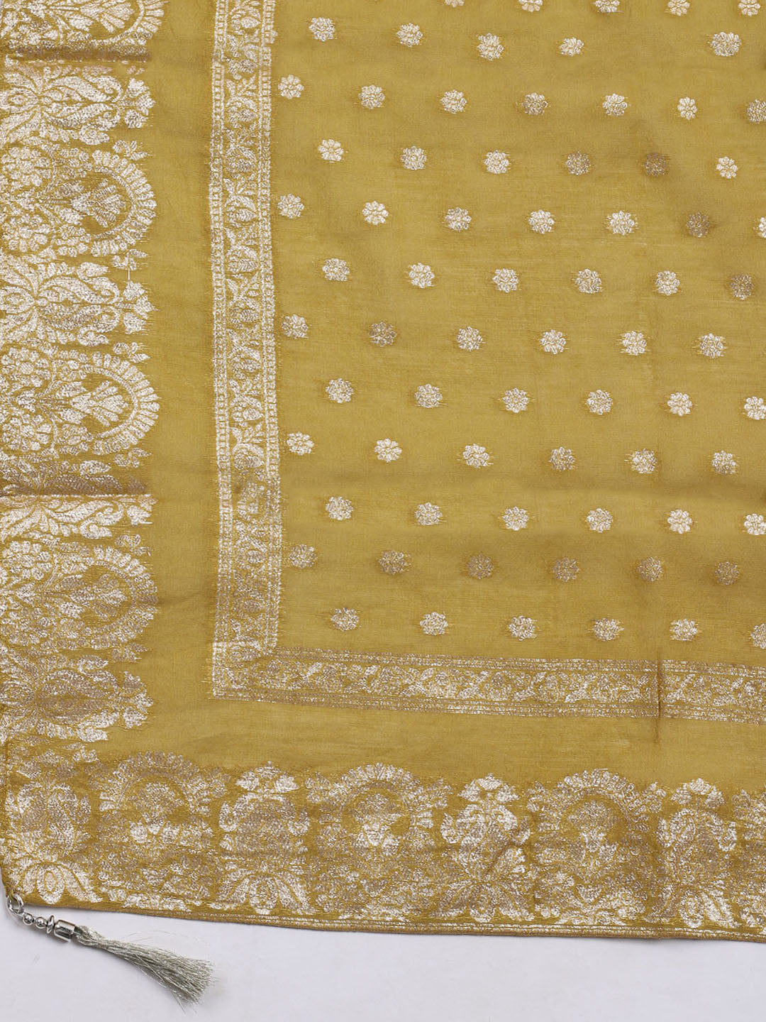 Neck Embroidered Chanderi Unstitched Suit With Dupatta