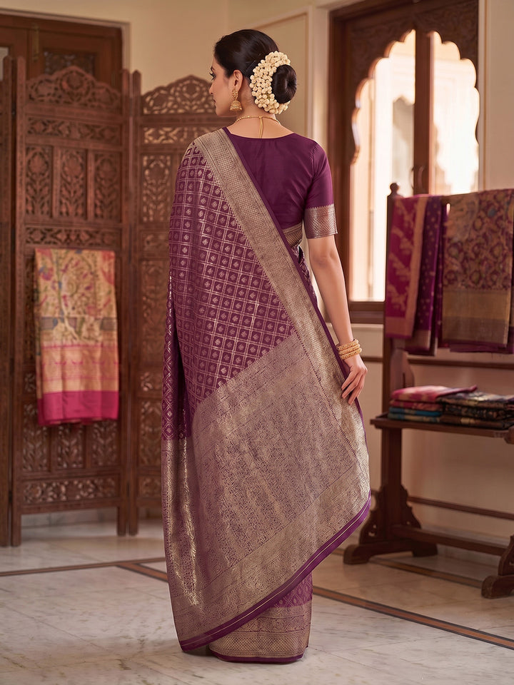 Wine Woven Design Art Silk Kanjivaram Saree