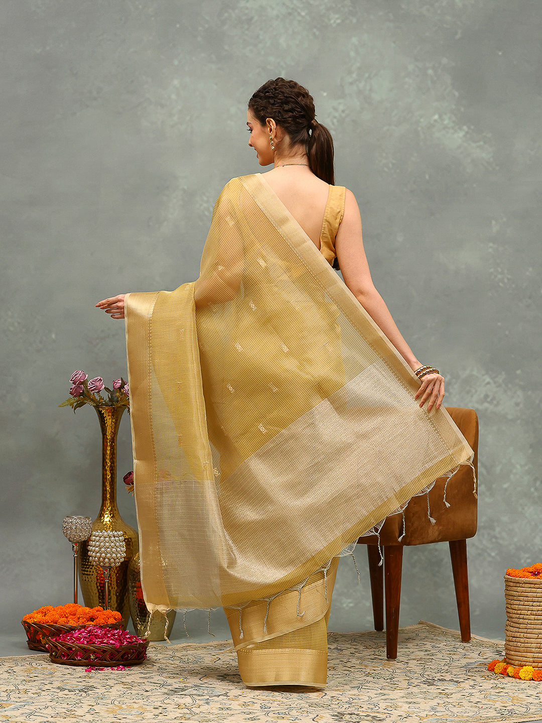 Embroidered Tissue Saree