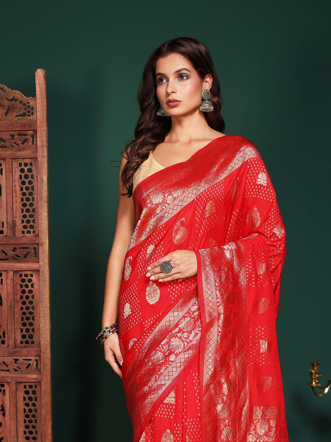 Plain Crepe Saree