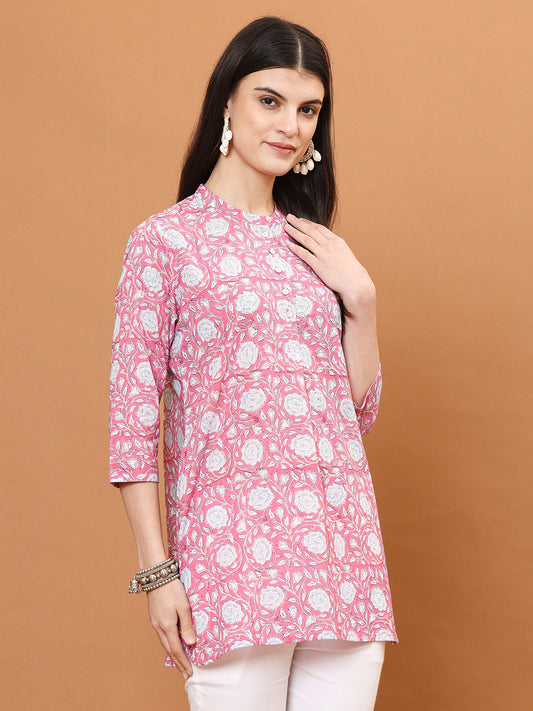 Printed Cotton Blend Short Kurti