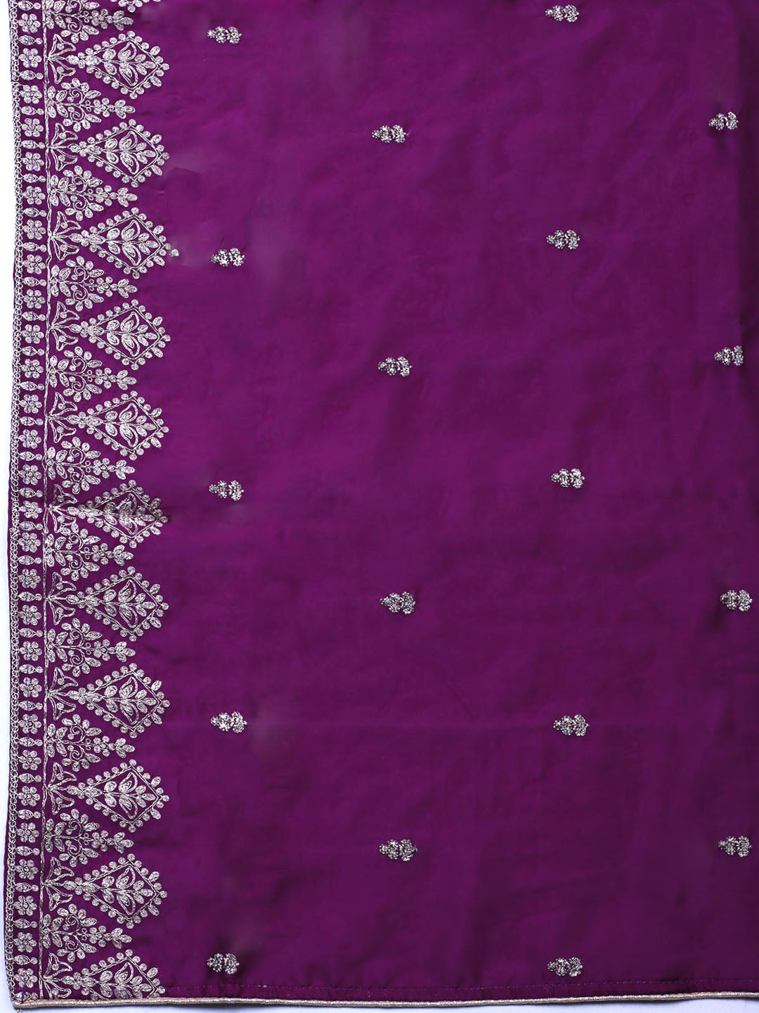 Embroidered Chanderi Unstitched Suit With Pant &amp; Dupatta