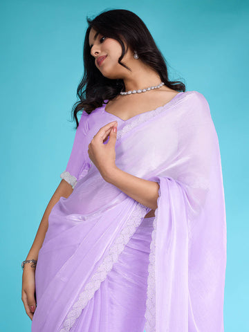 Stone Work Border Chiffon Saree