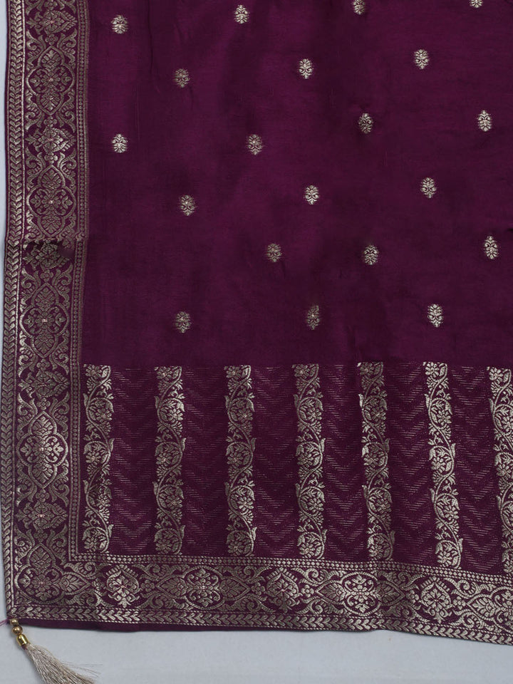 Woven Design Chanderi Unstitched Suit With Dupatta