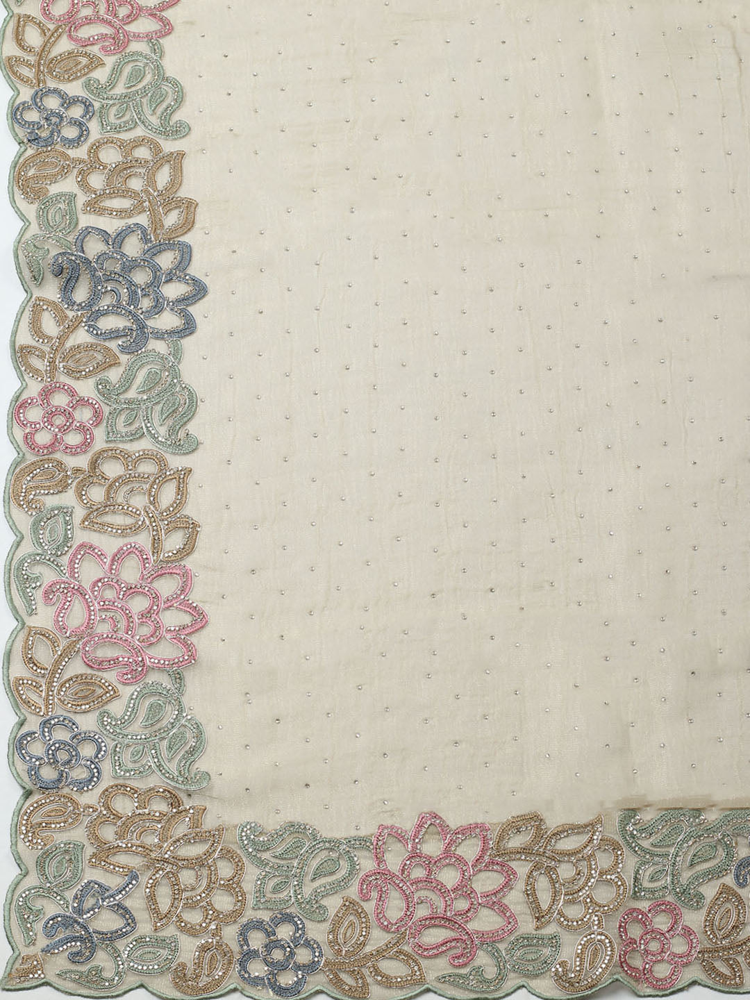 Embroidered Tissue Unstitched Suit With Pant &amp; Dupatta