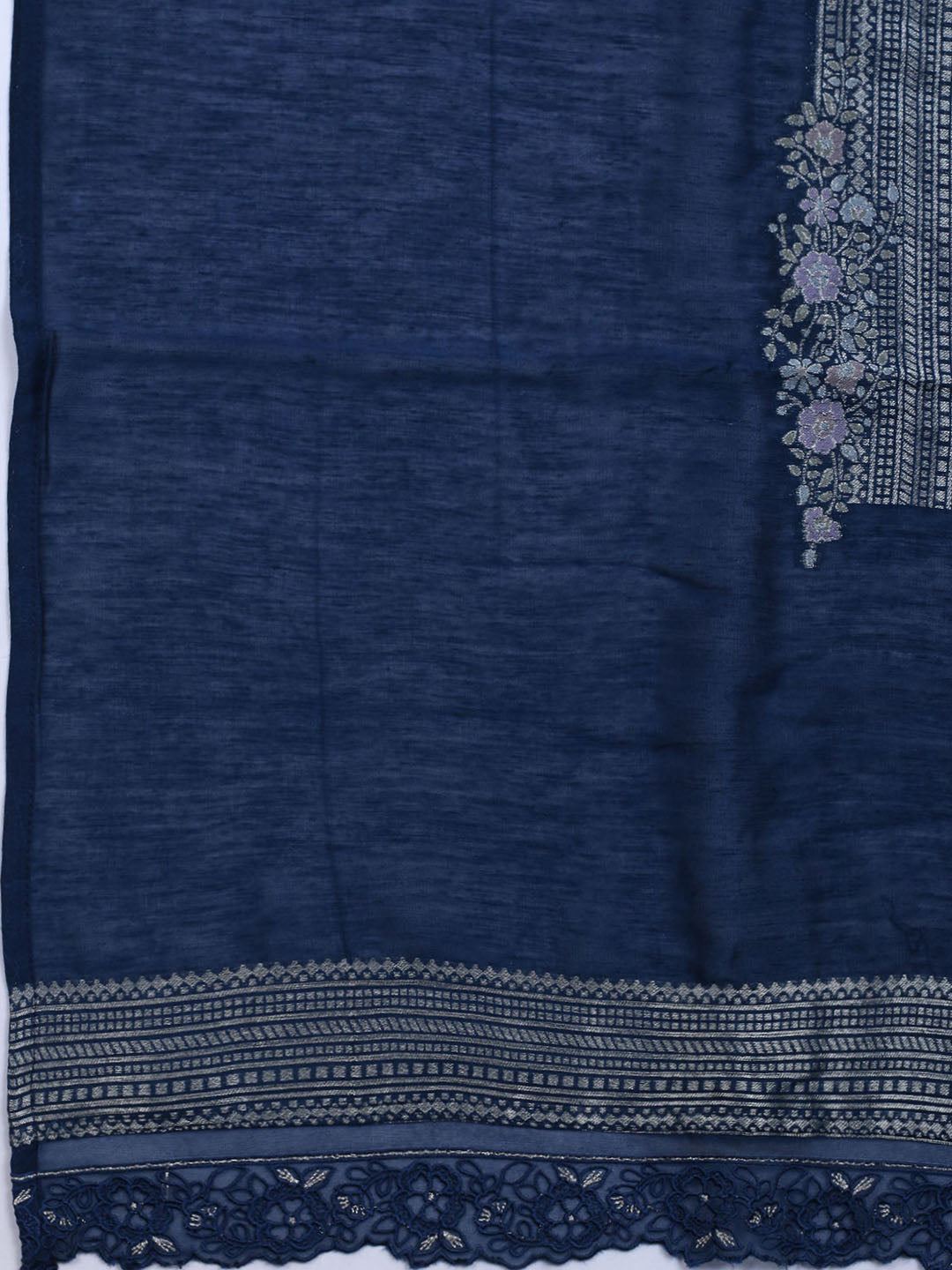 Embroidered Chanderi Unstitched Suit With Dupatta