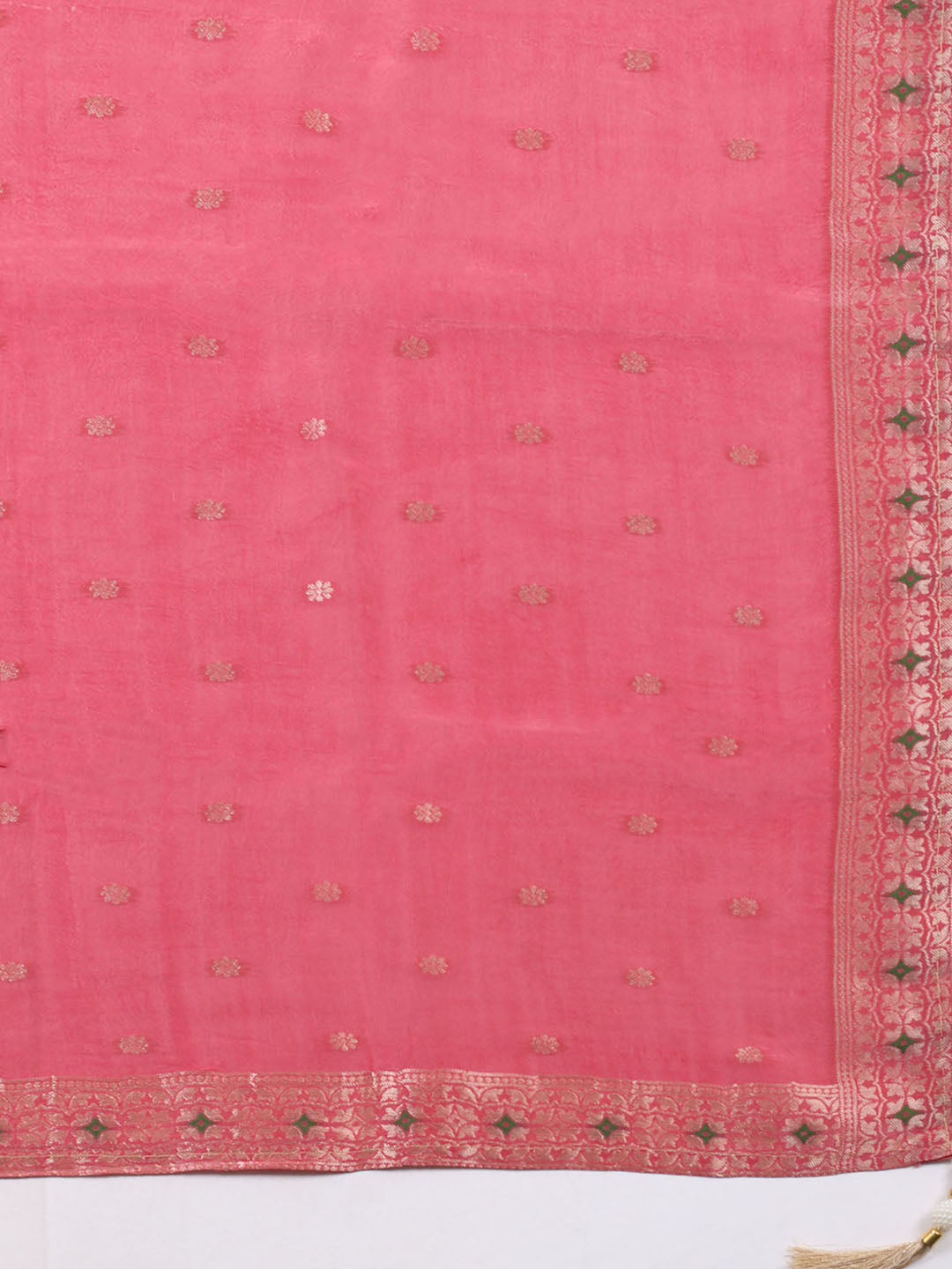 Embroidered Chanderi Unstitched Suit With Pant &amp; Dupatta
