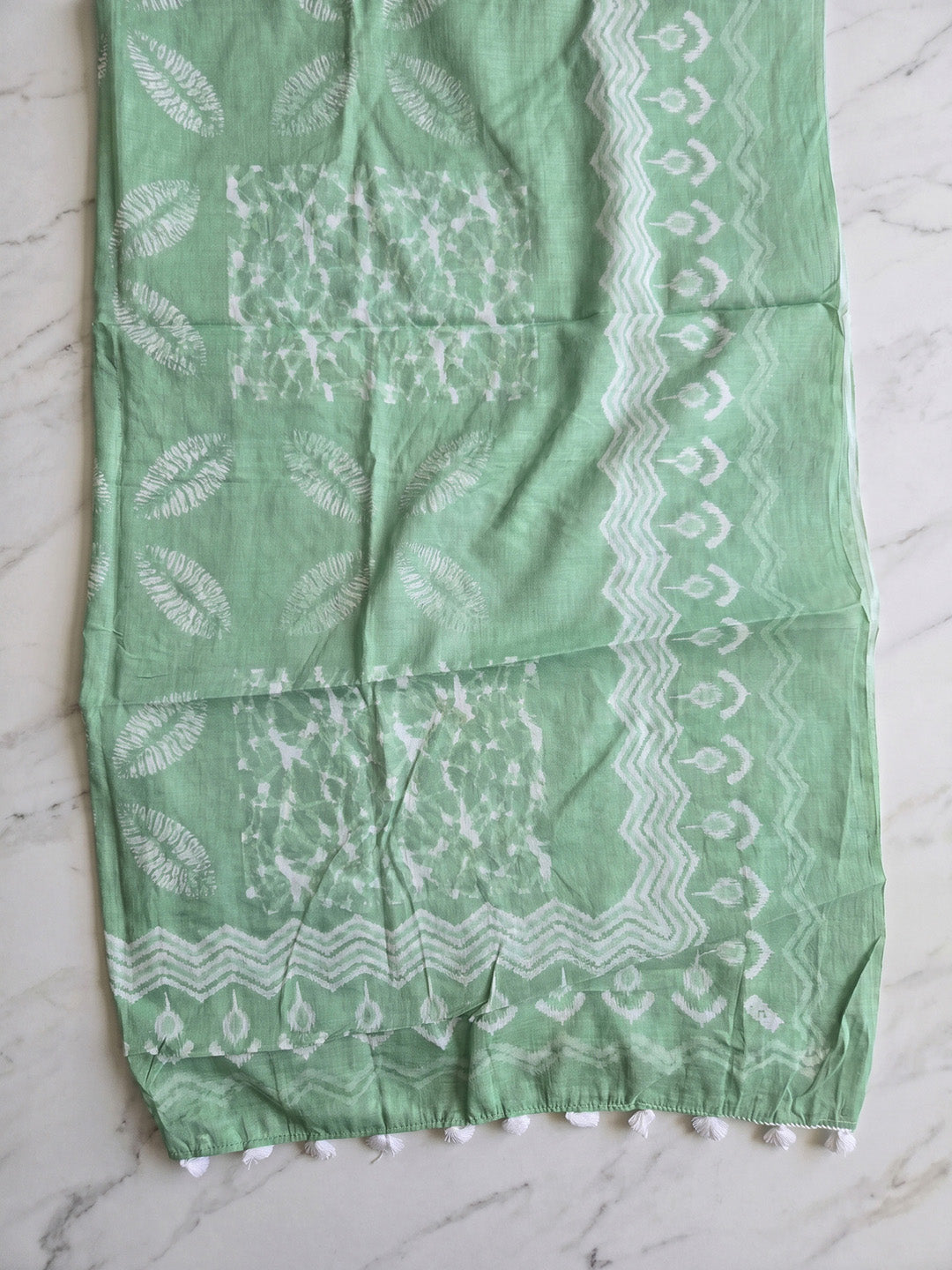 Printed Cotton Blend Unstitched Suit With Pant &amp; Dupatta