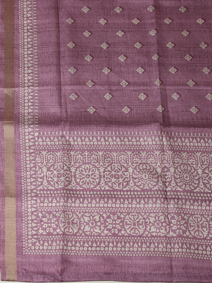 Printed Tussar Unstitched Suit With Pant &amp; Dupatta