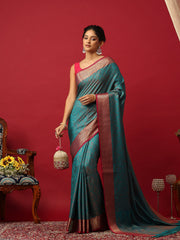 Woven Design Art Silk Rama Green Saree