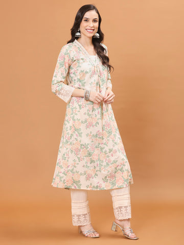 Printed Cotton Kurta With Pants