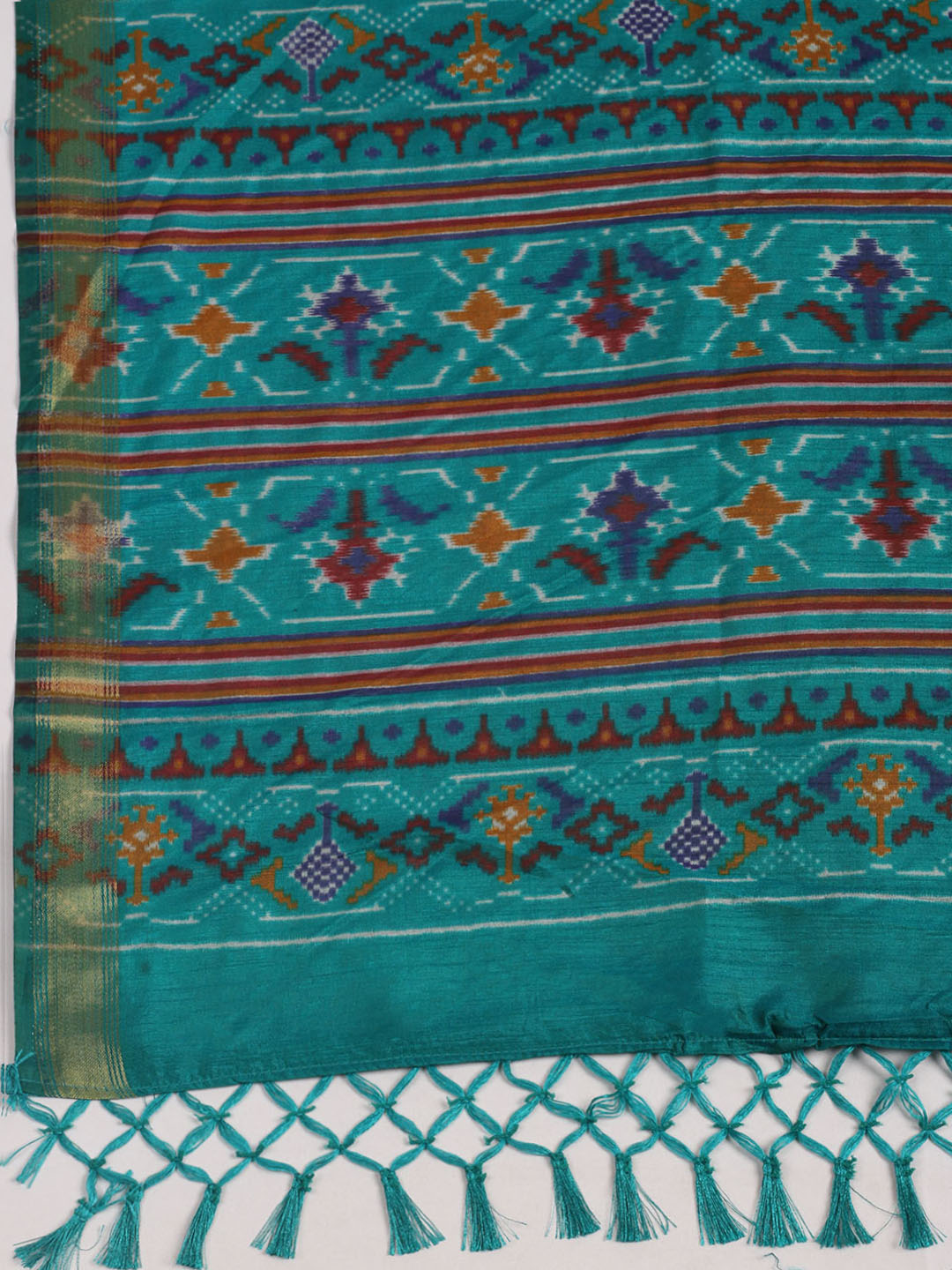 Printed Art Silk Unstitched Kurta With Pant &amp; Dupatta