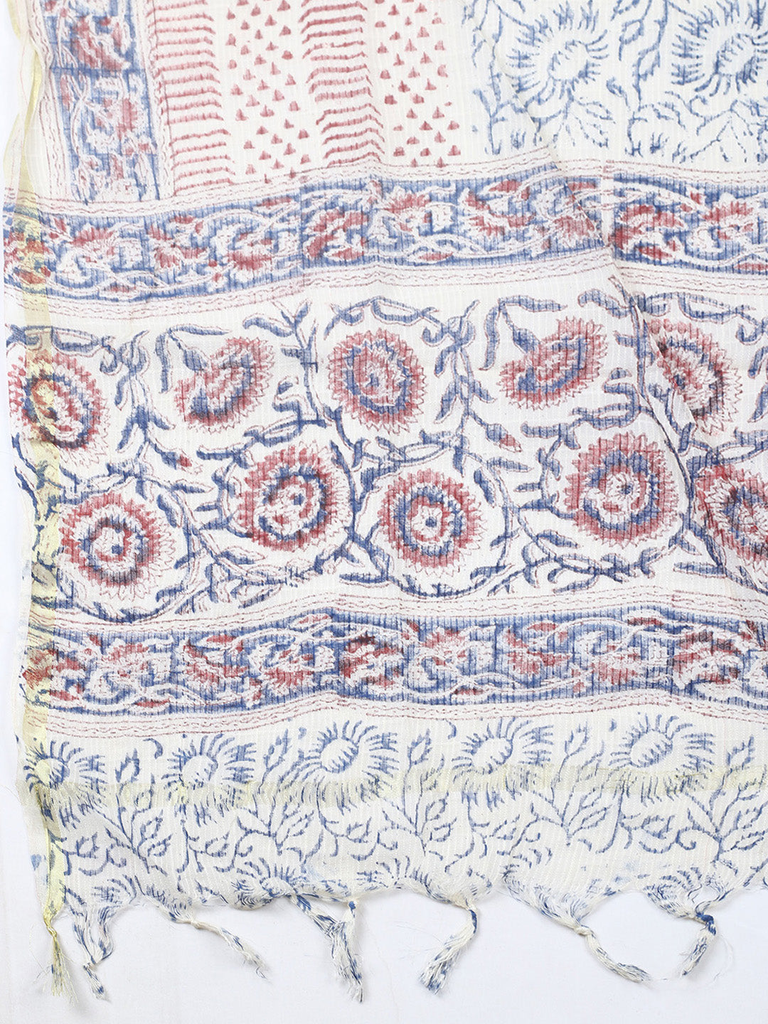 Printed Cotton Blend Unstitched Suit With Pant &amp; Dupatta