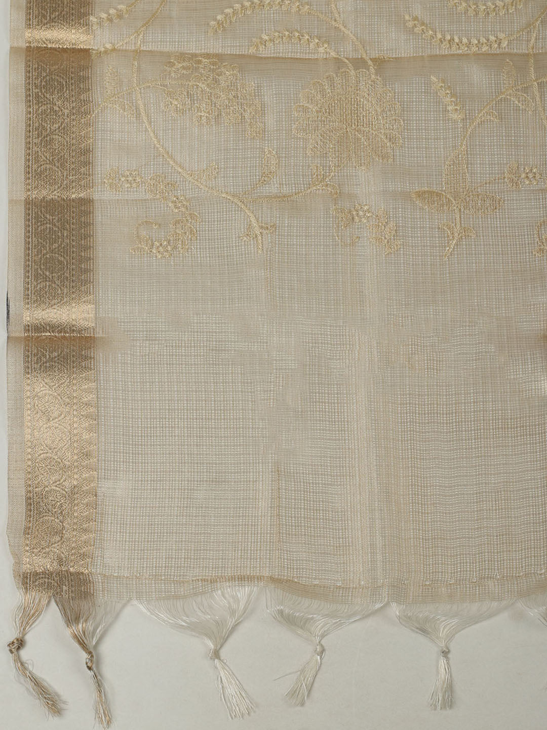 Woven Design Chanderi Unstitched Kurta With Pant &amp; Dupatta
