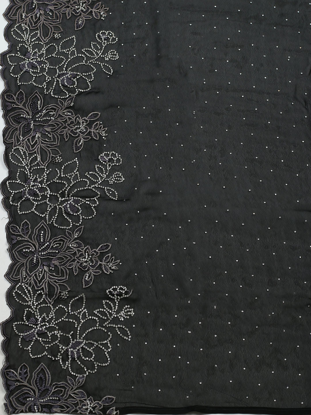 Embellished Art Silk Unstitched Suit With Pant &amp; Dupatta