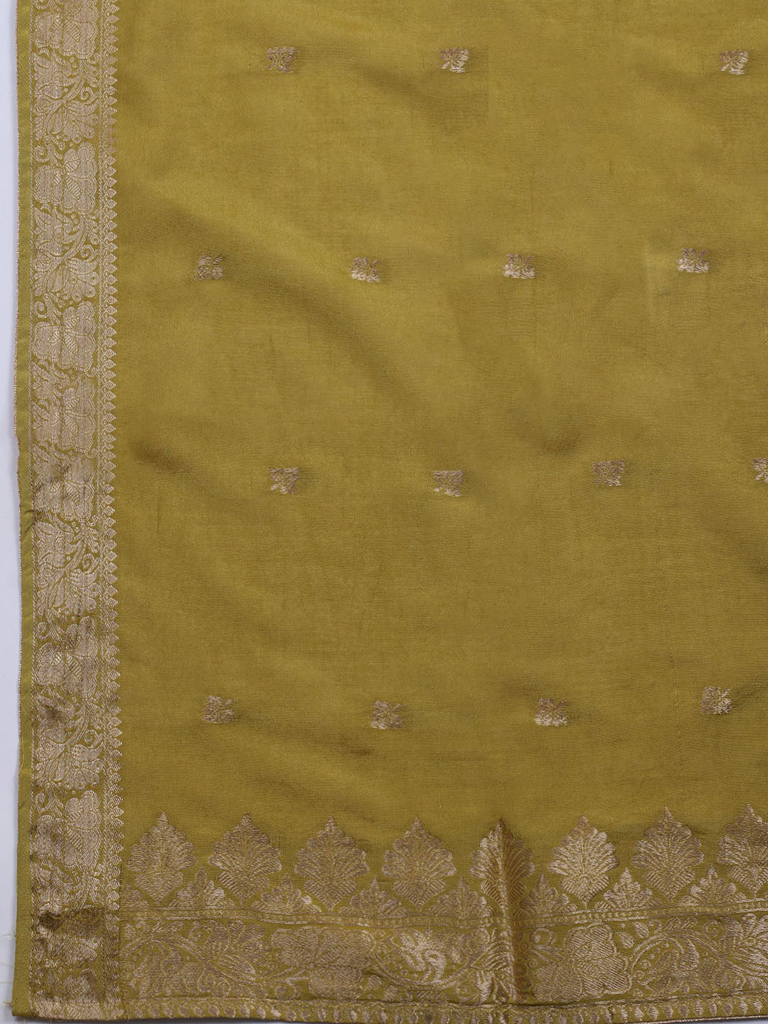 Neck Embroidered Chanderi Unstitched Suit With Dupatta