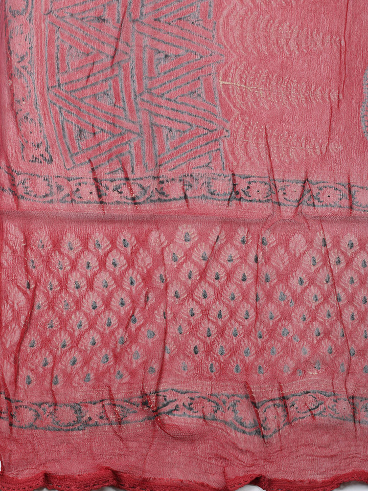 Printed Cotton Blend Unstitched Suit With Pant &amp; Dupatta