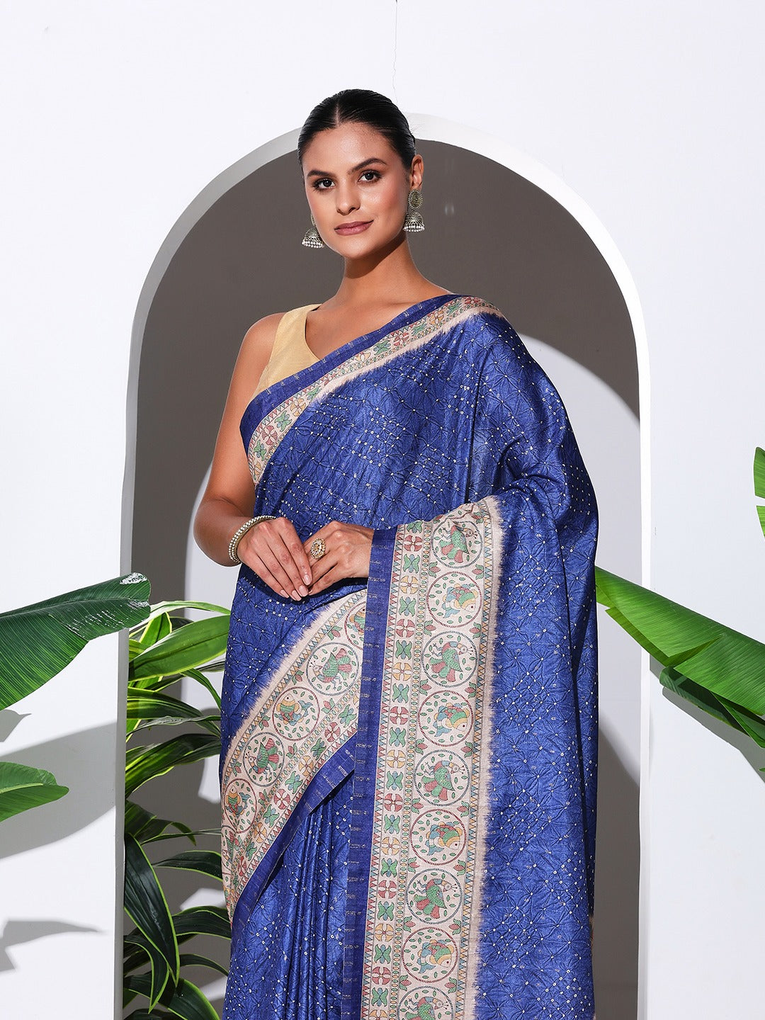 Printed Tussar Silk Saree