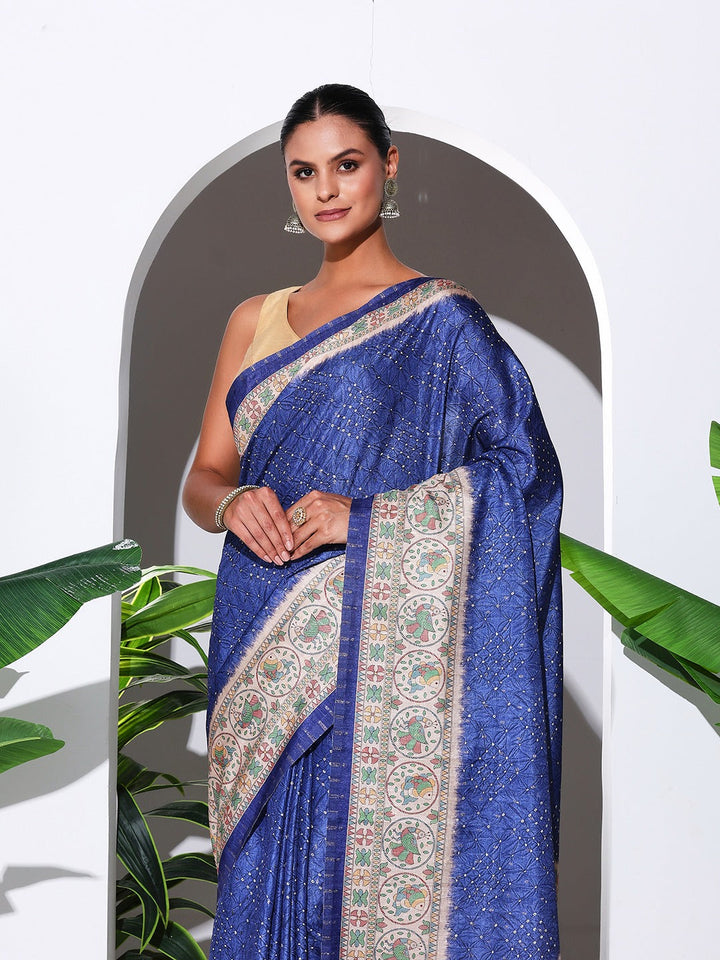 Printed Tussar Silk Saree