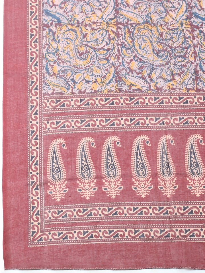 Printed Cotton Blend Unstitched Suit With Pant &amp; Dupatta