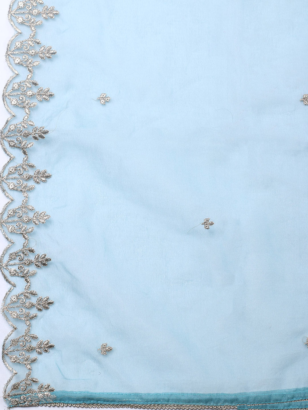 Embroidered Chanderi Unstitched Suit With Pant &amp; Dupatta