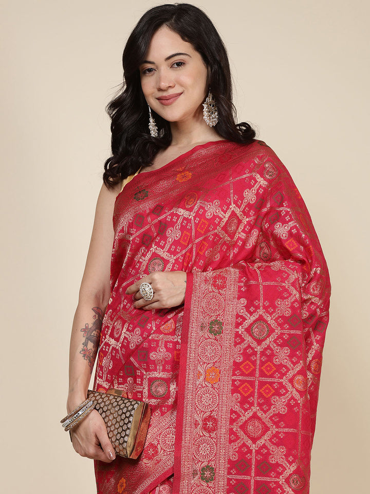 Zari Jaal Woven Art Silk Saree