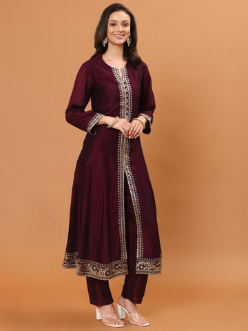 Zari Embroidery Handloom Kurta With Pants & Dupatta