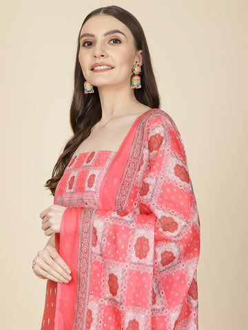 Schiffli Printed Cotton Unstitched Suit Piece With Dupatta