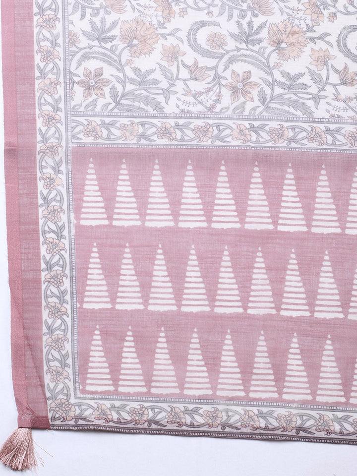 Embroidered Cotton Blend Unstitched Suit With Pant &amp; Dupatta