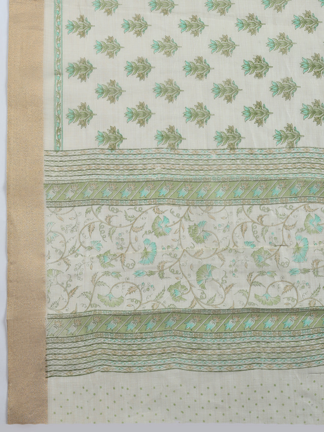 Printed, Chanderi Unstitched Suit With Pant &amp; Dupatta