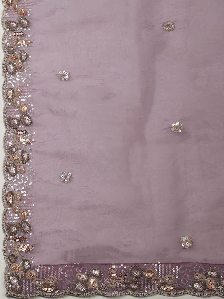 Embroidered Organza Unstitched Suit With Pant &amp; Dupatta
