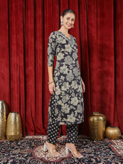 Printed Cotton Blend Kurta With Pants & Dupatta