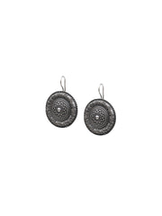 Round Silver Oxidized Earring