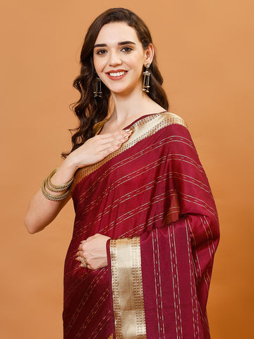 Plain Zari Border Organza Saree