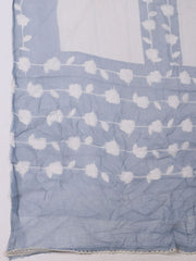 Embroidered Cotton Unstitched Suit With Pant Dupatta