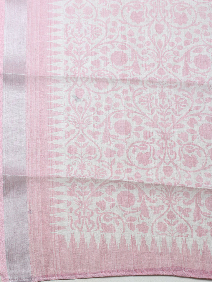 Embroidered Linen Blend Unstitched Suit With Pant &amp; Dupatta