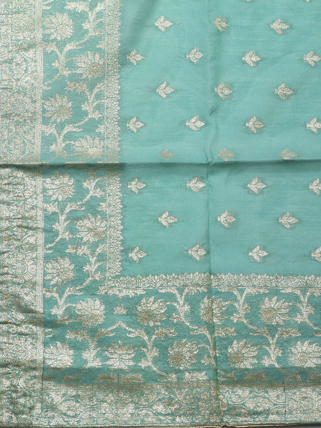 Embroidered Tissue Unstitched Suit With Pant &amp; Dupatta