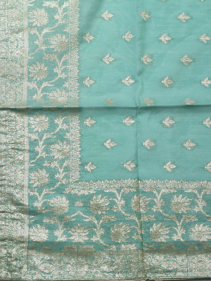 Embroidered Tissue Unstitched Suit With Pant &amp; Dupatta