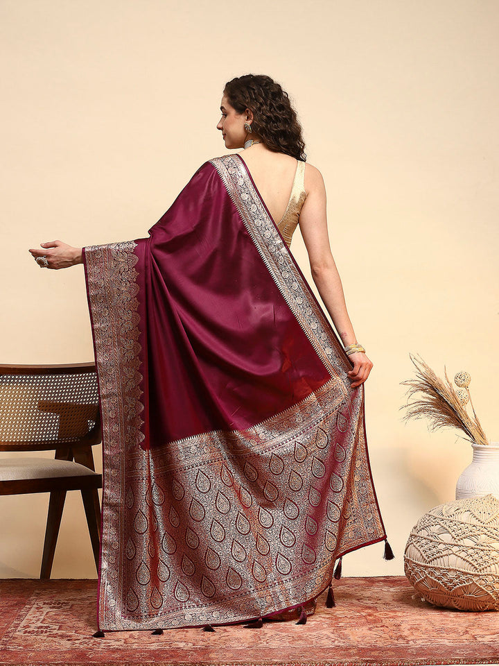 Woven Design Satin Saree