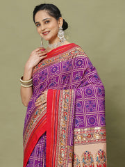 Bandhani Printed Art Silk Woven Saree